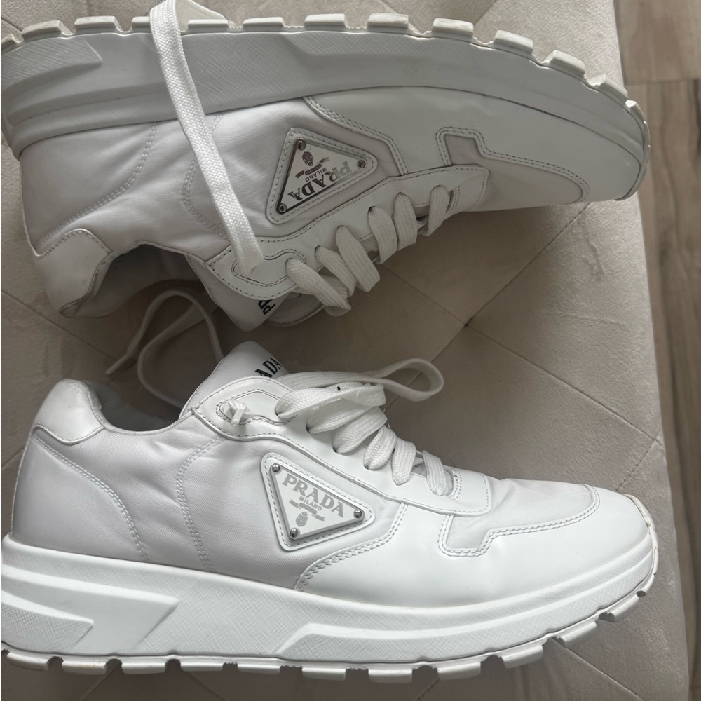Prada Men's White Leather Sneakers